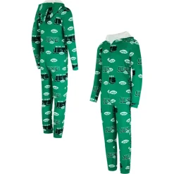 Women New York Jets Underwear & Sleepwear^Women's Concepts Sport Kelly Green Throwback Roadway Allover Print Microfleece Full-Zip Union Suit
