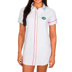 Women New York Jets Underwear & Sleepwear^Women's Concepts Sport White Flutter Knit Button-Up Nightshirt