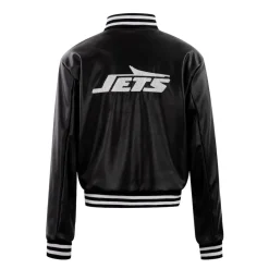 Women New York Jets Jackets^Women's Cuce Black Vegan Leather Full-Snap Jacket
