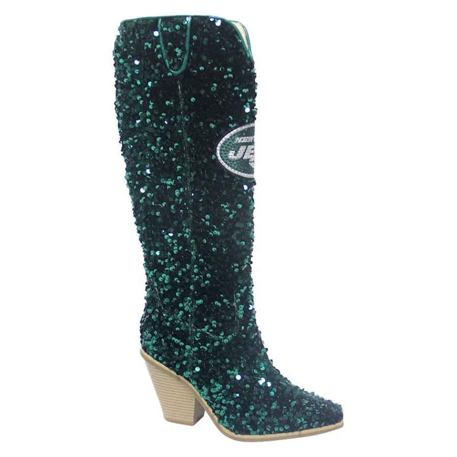 Women New York Jets Shoes & Socks^Women's Cuce Green Knee-High Sequin Boots