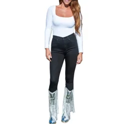 Women New York Jets Shoes & Socks^Women's Cuce Fringe Boot With Sequin Detail