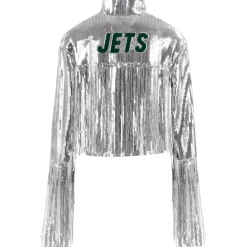 Women New York Jets Jackets^Women's Cuce Silver Sequin Fringe Blazer