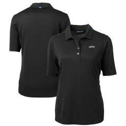 Women New York Jets Polos^Women's Cutter & Buck Black DryTec Virtue Eco Pique Recycled Polo