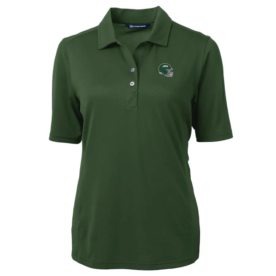 Women New York Jets Polos^Women's Cutter & Buck Hunter Green DryTec Virtue Eco Pique Recycled Polo
