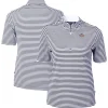 Women New York Jets Sweaters & Dress Shirts^Women's Cutter & Buck Navy DryTec Virtue Eco Pique Stripe Recycled Polo
