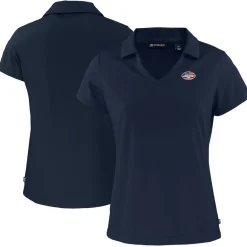 Women New York Jets Polos^Women's Cutter & Buck Navy Daybreak Eco Recycled V-neck Polo
