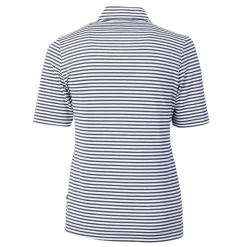 Women New York Jets Sweaters & Dress Shirts^Women's Cutter & Buck Navy DryTec Virtue Eco Pique Stripe Recycled Polo