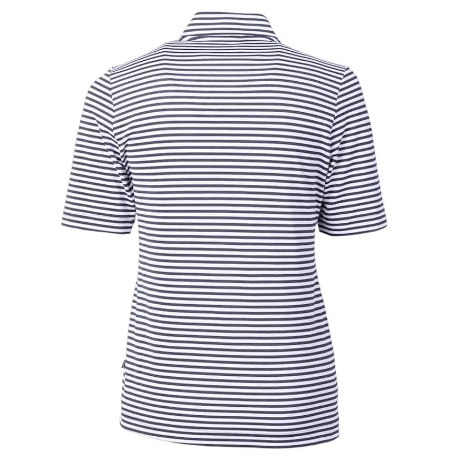 Women New York Jets Sweaters & Dress Shirts^Women's Cutter & Buck Navy DryTec Virtue Eco Pique Stripe Recycled Polo