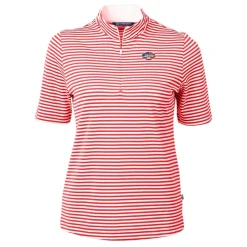 Women New York Jets Sweaters & Dress Shirts^Women's Cutter & Buck Red DryTec Virtue Eco Pique Stripe Recycled Polo