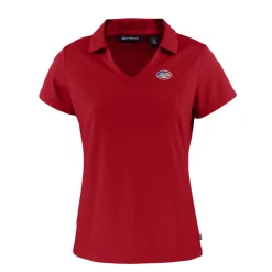 Women New York Jets Polos^Women's Cutter & Buck Red Daybreak Eco Recycled V-neck Polo