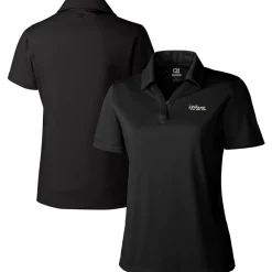 Women New York Jets Polos^Women's Cutter & Buck Black Throwback Logo Genre DryTec Textured Polo