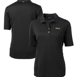 Women New York Jets Polos^Women's Cutter & Buck Black Throwback Logo Virtue Eco Pique Recycled Polo