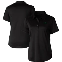 Women New York Jets Polos^Women's Cutter & Buck Black Primary Logo Prospect Eco Textured Stretch Recycled Polo