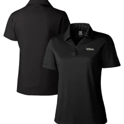 Women New York Jets Polos^Women's Cutter & Buck Black Throwback Logo Genre DryTec Textured Polo
