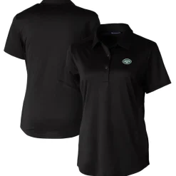 Women New York Jets Polos^Women's Cutter & Buck Black Prospect Textured Stretch Polo