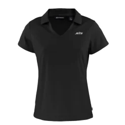 Women New York Jets Polos^Women's Cutter & Buck Black Monochromatic Logo Daybreak Eco Recycled V-Neck Polo