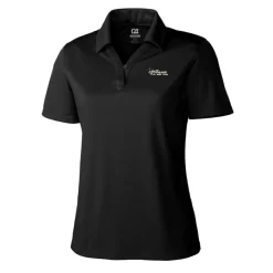 Women New York Jets Polos^Women's Cutter & Buck Black Throwback Logo Genre DryTec Textured Polo