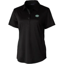 Women New York Jets Polos^Women's Cutter & Buck Black Prospect Textured Stretch Polo