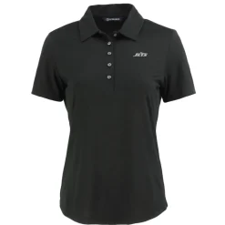 Women New York Jets Polos^Women's Cutter & Buck Black Monochromatic Logo Coastline Epic Comfort Eco Recycled Polo