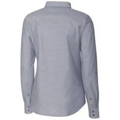 Women New York Jets Sweaters & Dress Shirts^Women's Cutter & Buck Charcoal Throwback Logo Oxford Stretch Long Sleeve Button-Up Shirt
