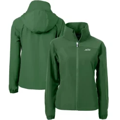 Women New York Jets Jackets^Women's Cutter & Buck Hunter Green Primary Logo Charter Eco Recycled Full-Zip Jacket