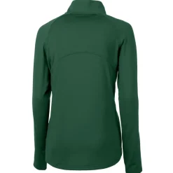 Women New York Jets Jackets | Sweatshirts & Fleece^Women's Cutter & Buck Hunter Green Primary Logo DryTec Adapt Eco Knit Stretch Recycled Raglan Half-Zip Top