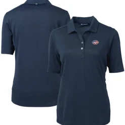 Women New York Jets Polos^Women's Cutter & Buck Navy Virtue Eco Pique Recycled Polo