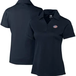 Women New York Jets Polos^Women's Cutter & Buck Navy Genre DryTec Textured Polo