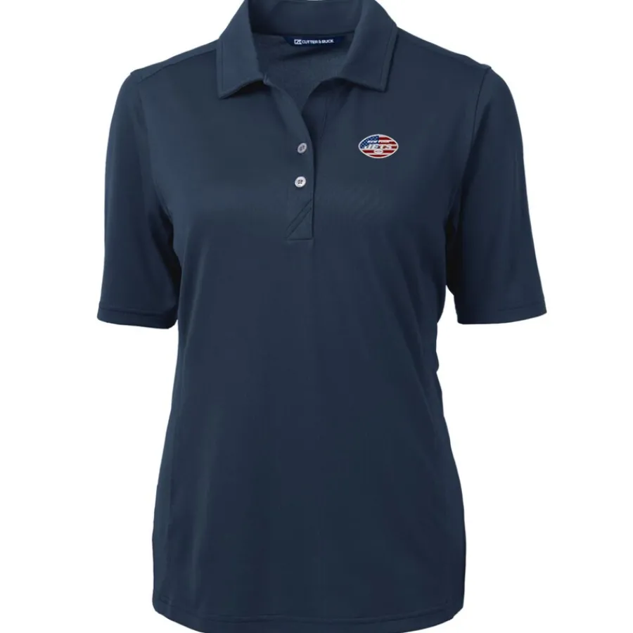 Women New York Jets Polos^Women's Cutter & Buck Navy Virtue Eco Pique Recycled Polo