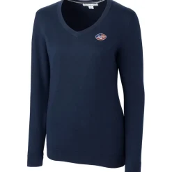 Women New York Jets Sweaters & Dress Shirts | Sweaters^Women's Cutter & Buck Navy Lakemont Tri-Blend V-Neck Sweater