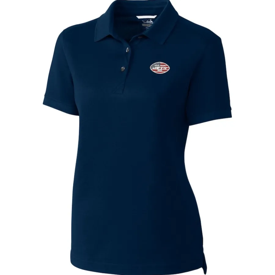 Women New York Jets Polos^Women's Cutter & Buck Navy Advantage DryTec Tri-Blend Pique Polo
