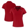 Women New York Jets Polos^Women's Cutter & Buck Red Americana Daybreak Eco Recycled V-Neck Polo
