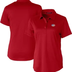 Women New York Jets Polos^Women's Cutter & Buck Red Americana Prospect Textured Stretch Polo