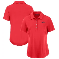 Women New York Jets Polos^Women's Cutter & Buck Red Coastline Epic Comfort Eco Recycled Polo