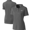 Women New York Jets Polos^Women's Cutter & Buck Steel Throwback Logo Advantage Tri-Blend Pique Polo