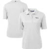 Women New York Jets Polos^Women's Cutter & Buck White Throwback Logo Virtue Eco Pique Recycled Polo