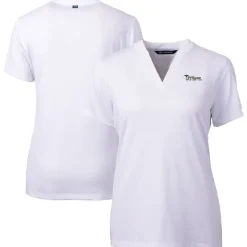 Women New York Jets Sweaters & Dress Shirts^Women's Cutter & Buck White Throwback Logo Forge Blade V-Neck Polo