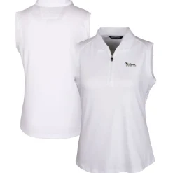 Women New York Jets Polos^Women's Cutter & Buck White Throwback Logo Forge Stretch Sleeveless Polo