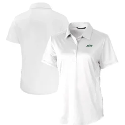 Women New York Jets Polos^Women's Cutter & Buck White Primary Logo Prospect Eco Textured Stretch Recycled Polo