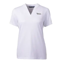 Women New York Jets Sweaters & Dress Shirts^Women's Cutter & Buck White Throwback Logo Forge Blade V-Neck Polo