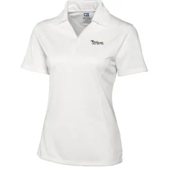 Women New York Jets Polos^Women's Cutter & Buck White Throwback Logo Genre DryTec Textured Polo