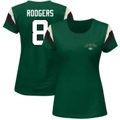 Women New York Jets Plus Sizes^Women's Fanatics Aaron Rodgers Green Plus Size Sleeve Stripe Name & Number T-Shirt
