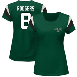 Women New York Jets Plus Sizes^Women's Fanatics Aaron Rodgers Green Plus Size Sleeve Stripe Name & Number T-Shirt