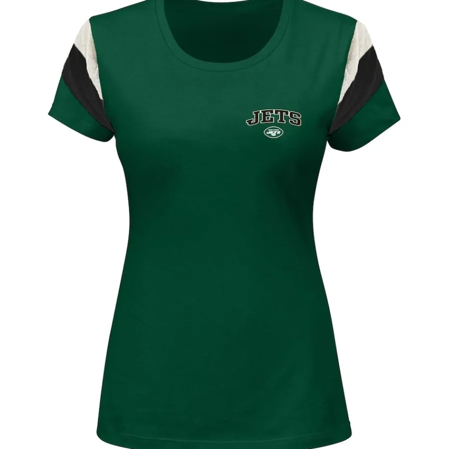 Women New York Jets Plus Sizes^Women's Fanatics Aaron Rodgers Green Plus Size Sleeve Stripe Name & Number T-Shirt