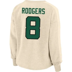 Women New York Jets Plus Sizes | Sweatshirts & Fleece^Women's Fanatics Aaron Rodgers Oatmeal Plus Size Name & Number Crew Pullover Sweatshirt