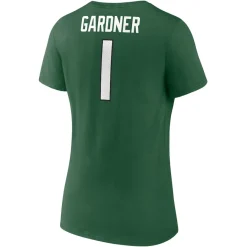 Women New York Jets T-Shirts | Women^Women's Fanatics Ahmad Sauce Gardner Black Player Icon Name & Number V-Neck T-Shirt