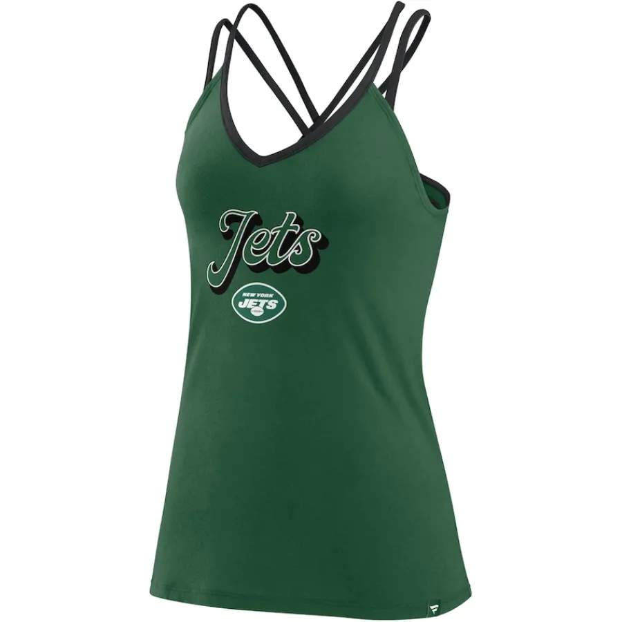 Women New York Jets T-Shirts | Women^Women's Fanatics Green Go For It Strappy Crossback Tank Top