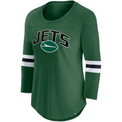 Women New York Jets T-Shirts | Women^Women's Fanatics Green First Team Arch Logo 3/4 Sleeve T-Shirt