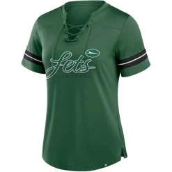Women New York Jets T-Shirts | Women^Women's Fanatics Green Play Script Lace-Up T-Shirt