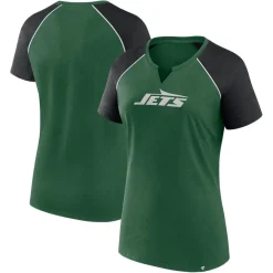 Women New York Jets T-Shirts | Women^Women's Fanatics Green/Black Glittered Primary Raglan T-Shirt